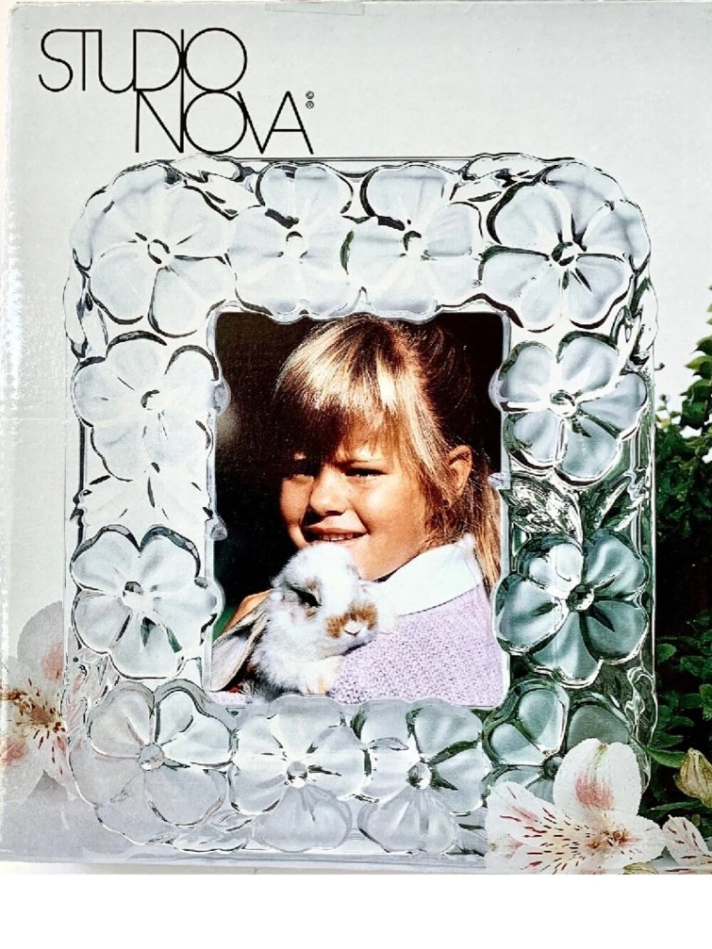 Picture Frame, Crystal, Studio Nova, 6 x 4" Picture, Pansy Bouquet, German